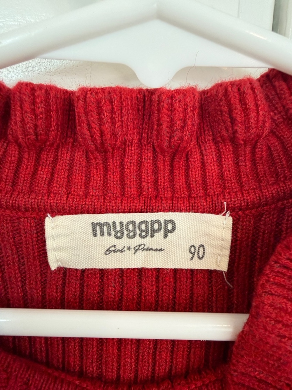 Girls' Red Ribbed Knit Ruffle-Trim Dress - Picture 2 of 5